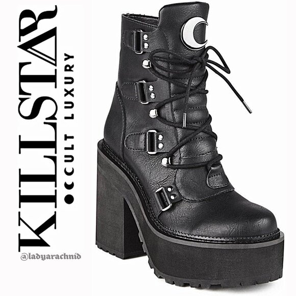 KILLSTAR Broom Rider vegan leather boots [B] size 9 - Picture 2 of 13